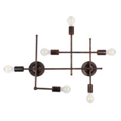 GloboStar® PIPING 00665 Vintage Επιτοίχιο Φωτιστικό Πολύφωτο 6 x E27 IP20 Χάλκινο Μέταλλο – Μ66 x Π9.5 x Υ49cm