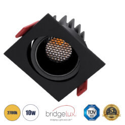 Alternative view of GLOBOSTAR® LEO-SQ 60293 Χωνευτό Κινούμενο Downlight Σποτ με Honeycomb Anti Glare Reflector LED 10W 1250lm 38° AC 220-240V IP20 Θερμό Λευκό 2700K - Bridgelux COB Chip & TÜV SÜD Driver - Μαύρο Ματ - Μ8.5 x Π8.5 x Υ6.6cm / Q7.5 x 7.5cm - 5 Χρόνια Εγγύηση
