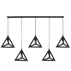Alternative view of GLOBOSTAR® TRIANGLE 00608 Μοντέρνο Κρεμαστό Φωτιστικό Οροφής με Ντουί 5 x E27 AC 220-240V IP20 - Μαύρο - Μ170 x Π22 x Y130cm