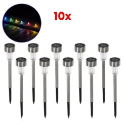 GLOBOSTAR® SOLARDECOR 71522 Διακοσμητικό Φωτιστικό Κήπου LED 1W 30lm 180° DC 5V με Φωτοβολταϊκό Panel 5V 0.1W & Επαναφορτιζόμενη Μπαταρία Li-ion 3.2V 600mAh Αδιάβροχο IP65 Πολύχρωμο RGB - Πακέτο 10 Τεμαχίων - Μ4.7 x Π4.7 x Υ29.5cm - 2 Χρόνια Εγγύηση