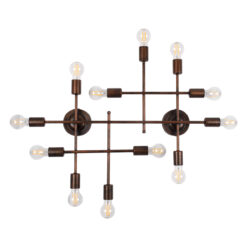 Alternative view of GLOBOSTAR® PIPING 00668 Vintage Φωτιστικό Τοίχου - Απλίκα με Ντουί 12 x E27 AC 220-240V IP20 - Χάλκινο - Μ78.5 x Π9.5 x Υ64cm