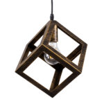 GLOBOSTAR® CUBE 00803 Μοντέρνο Κρεμαστό Φωτιστικό Οροφής με Ντουί 1 x E27 AC 220-240V IP20 – Χάλκινο Εφέ Σκουριάς – Μ25 x Π25 x Υ25cm