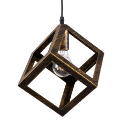 GLOBOSTAR® CUBE 00803 Μοντέρνο Κρεμαστό Φωτιστικό Οροφής με Ντουί 1 x E27 AC 220-240V IP20 – Χάλκινο Εφέ Σκουριάς – Μ25 x Π25 x Υ25cm