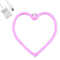 Alternative view of GloboStar® 78592 Φωτιστικό Ταμπέλα Φωτεινή Επιγραφή NEON LED Σήμανσης HEART 5W με Καλώδιο Τροφοδοσίας USB - Μπαταρίας 3xAAA (Δεν Περιλαμβάνονται) - Ροζ