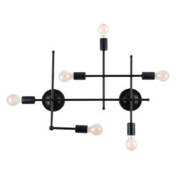 Alternative view of GLOBOSTAR® PIPING 00664 Vintage Φωτιστικό Τοίχου - Απλίκα με Ντουί 6 x E27 AC 220-240V IP20 - Μαύρο - Μ66 x Π9.5 x Υ49cm