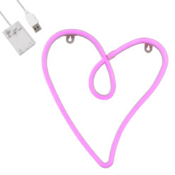 Alternative view of GloboStar® 78594 Φωτιστικό Ταμπέλα Φωτεινή Επιγραφή NEON LED Σήμανσης CALLIGRAPHIC HEART LINE 5W με Καλώδιο Τροφοδοσίας USB - Μπαταρίας 3xAAA (Δεν Περιλαμβάνονται) - Ροζ