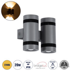Alternative view of GLOBOSTAR® CANNONAL 60579 Μοντέρνο Φωτιστικό Τοίχου - Απλίκα LED 20W 2300lm 30° AC 220-240V IP20 Θερμό Λευκό 2700K - Bridgelux COB Chip & TÜV SÜD Driver - Μαύρο Ματ & Γκρι Ανθρακί Ματ - Μ12 x Π6.5 x Υ11cm - 3 Χρόνια Εγγύηση