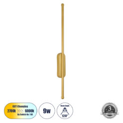 Alternative view of GLOBOSTAR® HARLEM 61332 Μοντέρνο Φωτιστικό Τοίχου - Απλίκα LED 9W 1080lm 120° AC 220-240V IP20 Ρυθμιζόμενο Λευκό CCT με On/Off 2700K/4500K/6000K - Lumileds SMD Chip - Χρυσό Βούρτσας - Μ5 x Π4 x Υ60cm - 3 Χρόνια Εγγύηση