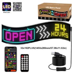 GLOBOSTAR® MATRIX GLB-106-0012 Εύκαμπτη Κυλιόμενη Ψηφιακή Επιγραφή 145x28cm P7 192×32 Pixel LED 20W AC 220-240V Αδιάβροχο IP65 Πολύχρωμο RGB – Bluetooth Control μέσω iPIXEL APP – Μ145 x Π0.4 x Υ28cm – 2 Χρόνια Εγγύηση