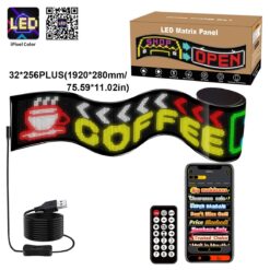 GLOBOSTAR® MATRIX GLB-106-0013 Εύκαμπτη Κυλιόμενη Ψηφιακή Επιγραφή 192x28cm P7 256×32 Pixel LED 40W AC 220-240V Αδιάβροχο IP65 Πολύχρωμο RGB – Bluetooth Control μέσω iPIXEL APP – Μ192 x Π0.4 x Υ28cm – 2 Χρόνια Εγγύηση
