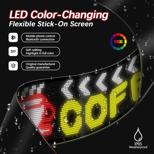 GLOBOSTAR® MATRIX GLB-106-0013 Εύκαμπτη Κυλιόμενη Ψηφιακή Επιγραφή 192x28cm P7 256×32 Pixel LED 40W AC 220-240V Αδιάβροχο IP65 Πολύχρωμο RGB – Bluetooth Control μέσω iPIXEL APP – Μ192 x Π0.4 x Υ28cm – 2 Χρόνια Εγγύηση