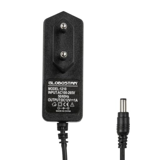 GLOBOSTAR® VOLTIX GLB-107-0001 Τροφοδοτικό/Μετασχηματιστής Class II SELV 12W 1A AC 220-240V σε DC 12V IP20 – Μαύρο Ματ – Μ7.3 x Π4 x Υ2.8cm – 3 Χρόνια Εγγύηση