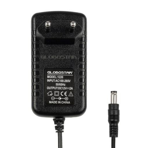 GLOBOSTAR® VOLTIX GLB-107-0002 Τροφοδοτικό/Μετασχηματιστής Class II SELV 24W 2A AC 220-240V σε DC 12V IP20 – Μαύρο Ματ – Μ8 x Π4.2 x Υ2.8cm – 3 Χρόνια Εγγύηση