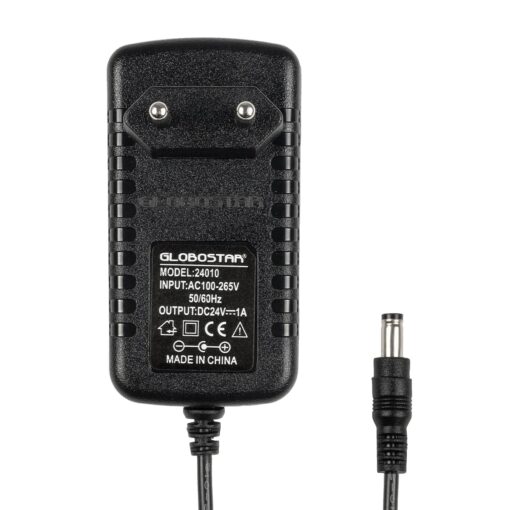 GLOBOSTAR® VOLTIX GLB-107-0006 Τροφοδοτικό/Μετασχηματιστής Class II SELV 24W 1A AC 220-240V σε DC 24V IP20 – Μαύρο Ματ – Μ8 x Π4.2 x Υ2.8cm – 3 Χρόνια Εγγύηση