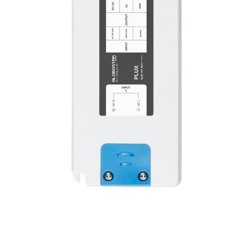 GLOBOSTAR® PLUX GLB-107-0011 Τροφοδοτικό/Μετασχηματιστής Class II SELV 60W 5A AC 220-240V σε DC 12V IP20 – Λευκό Ματ – Μ18.5 x Π6.4 x Υ2.2cm – 3 Χρόνια Εγγύηση