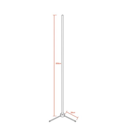 Μοντέρνο Minimal Επιδαπέδιο Μαύρο Φωτιστικό 200cm LED 40 Watt με Ασύρματο Χειριστήριο 2.4G RF,  Λειτουργία μέσω WiFi APP & Dimmer RGBW+WW Πολύχρωμο – Ψυχρό – Ημέρας – Θερμό GloboStar ALIEN Design GLOBO-200-12