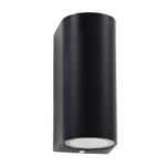 kelvo® MURANO KLV-101-0015 Φωτιστικό Τοίχου / Απλίκα για 2 Λάμπες MR16 με Ντουί GU10 AC 220-240V Αδιάβροχο IP65 – Μαύρο Ματ – Μ8 x Π8 x Υ15cm