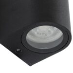 kelvo® MURANO KLV-101-0015 Φωτιστικό Τοίχου / Απλίκα για 2 Λάμπες MR16 με Ντουί GU10 AC 220-240V Αδιάβροχο IP65 – Μαύρο Ματ – Μ8 x Π8 x Υ15cm
