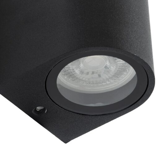 kelvo® MURANO KLV-101-0015 Φωτιστικό Τοίχου / Απλίκα για 2 Λάμπες MR16 με Ντουί GU10 AC 220-240V Αδιάβροχο IP65 – Μαύρο Ματ – Μ8 x Π8 x Υ15cm
