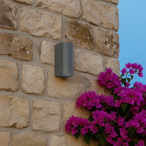 kelvo® MURANO KLV-101-0016 Φωτιστικό Τοίχου / Απλίκα για 2 Λάμπες MR16 με Ντουί GU10 AC 220-240V Αδιάβροχο IP65 – Γκρι Ανθρακί Ματ – Μ8 x Π8 x Υ15cm