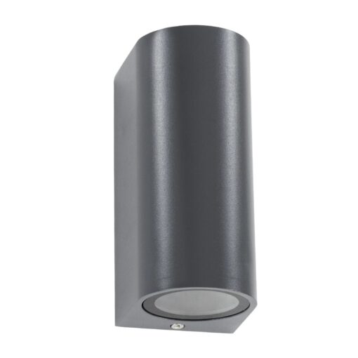 kelvo® MURANO KLV-101-0016 Φωτιστικό Τοίχου / Απλίκα για 2 Λάμπες MR16 με Ντουί GU10 AC 220-240V Αδιάβροχο IP65 – Γκρι Ανθρακί Ματ – Μ8 x Π8 x Υ15cm
