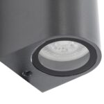 kelvo® MURANO KLV-101-0016 Φωτιστικό Τοίχου / Απλίκα για 2 Λάμπες MR16 με Ντουί GU10 AC 220-240V Αδιάβροχο IP65 – Γκρι Ανθρακί Ματ – Μ8 x Π8 x Υ15cm