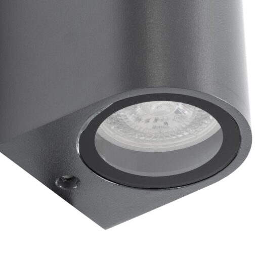 kelvo® MURANO KLV-101-0016 Φωτιστικό Τοίχου / Απλίκα για 2 Λάμπες MR16 με Ντουί GU10 AC 220-240V Αδιάβροχο IP65 – Γκρι Ανθρακί Ματ – Μ8 x Π8 x Υ15cm