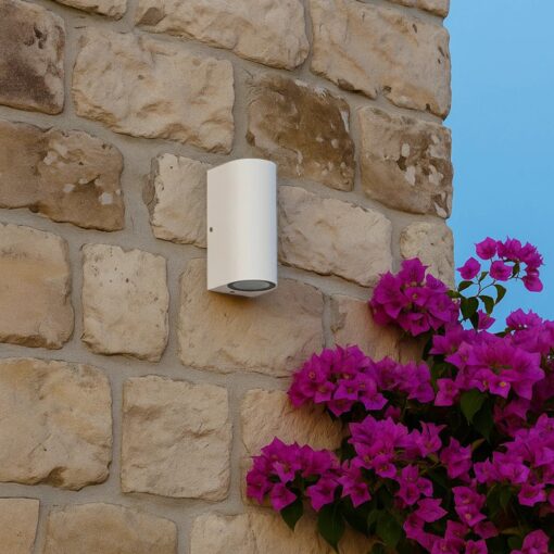 kelvo® MURANO KLV-101-0017 Φωτιστικό Τοίχου / Απλίκα για 2 Λάμπες MR16 με Ντουί GU10 AC 220-240V Αδιάβροχο IP65 – Λευκό Ματ – Μ8 x Π8 x Υ15cm