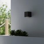 kelvo® BURANO KLV-101-0018 Φωτιστικό Τοίχου / Απλίκα για Λάμπα MR16 με Ντουί GU10 AC 220-240V Αδιάβροχο IP65 – Μαύρο Ματ – Μ8 x Π8 x Υ7cm