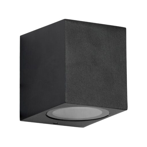 kelvo® BURANO KLV-101-0018 Φωτιστικό Τοίχου / Απλίκα για Λάμπα MR16 με Ντουί GU10 AC 220-240V Αδιάβροχο IP65 – Μαύρο Ματ – Μ8 x Π8 x Υ7cm