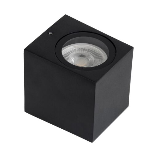 kelvo® BURANO KLV-101-0018 Φωτιστικό Τοίχου / Απλίκα για Λάμπα MR16 με Ντουί GU10 AC 220-240V Αδιάβροχο IP65 – Μαύρο Ματ – Μ8 x Π8 x Υ7cm