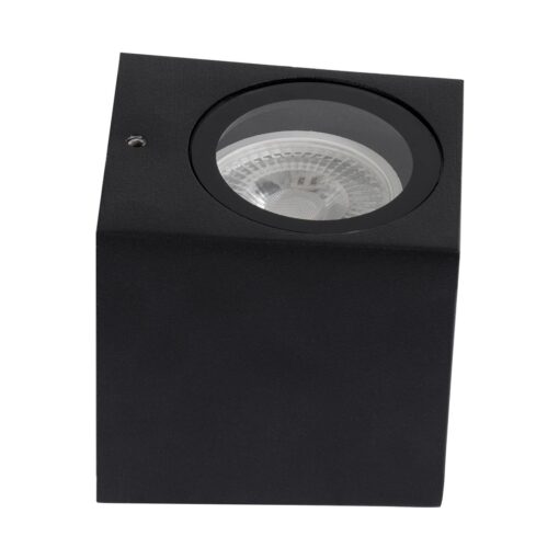 kelvo® BURANO KLV-101-0018 Φωτιστικό Τοίχου / Απλίκα για Λάμπα MR16 με Ντουί GU10 AC 220-240V Αδιάβροχο IP65 – Μαύρο Ματ – Μ8 x Π8 x Υ7cm