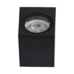 kelvo® BURANO KLV-101-0018 Φωτιστικό Τοίχου / Απλίκα για Λάμπα MR16 με Ντουί GU10 AC 220-240V Αδιάβροχο IP65 – Μαύρο Ματ – Μ8 x Π8 x Υ7cm