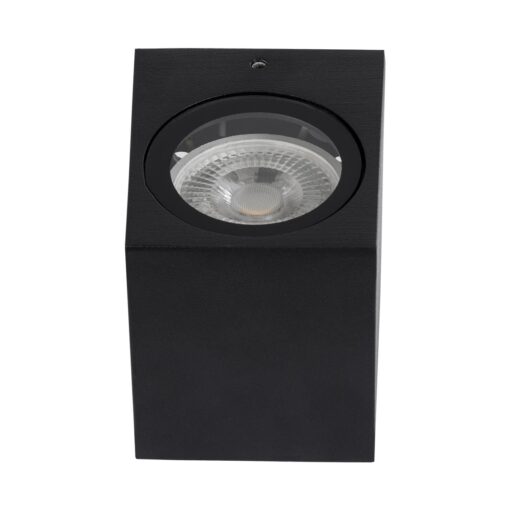 kelvo® BURANO KLV-101-0018 Φωτιστικό Τοίχου / Απλίκα για Λάμπα MR16 με Ντουί GU10 AC 220-240V Αδιάβροχο IP65 – Μαύρο Ματ – Μ8 x Π8 x Υ7cm