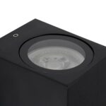 kelvo® BURANO KLV-101-0018 Φωτιστικό Τοίχου / Απλίκα για Λάμπα MR16 με Ντουί GU10 AC 220-240V Αδιάβροχο IP65 – Μαύρο Ματ – Μ8 x Π8 x Υ7cm