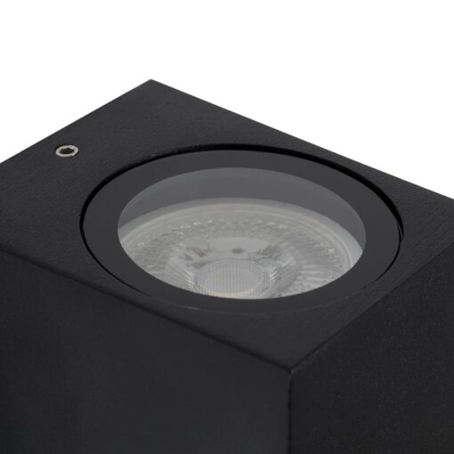 kelvo® BURANO KLV-101-0018 Φωτιστικό Τοίχου / Απλίκα για Λάμπα MR16 με Ντουί GU10 AC 220-240V Αδιάβροχο IP65 – Μαύρο Ματ – Μ8 x Π8 x Υ7cm