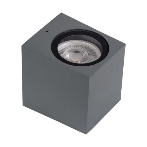 kelvo® BURANO KLV-101-0019 Φωτιστικό Τοίχου / Απλίκα για Λάμπα MR16 με Ντουί GU10 AC 220-240V Αδιάβροχο IP65 – Γκρι Ανθρακί Ματ – Μ8 x Π8 x Υ7cm