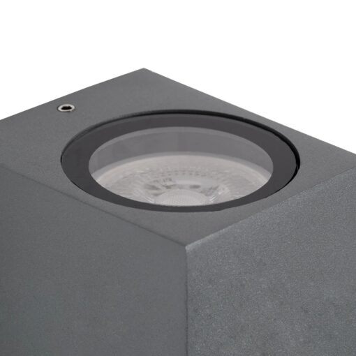 kelvo® BURANO KLV-101-0019 Φωτιστικό Τοίχου / Απλίκα για Λάμπα MR16 με Ντουί GU10 AC 220-240V Αδιάβροχο IP65 – Γκρι Ανθρακί Ματ – Μ8 x Π8 x Υ7cm