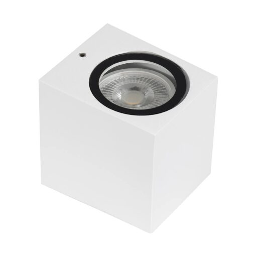kelvo® BURANO KLV-101-0020 Φωτιστικό Τοίχου / Απλίκα για Λάμπα MR16 με Ντουί GU10 AC 220-240V Αδιάβροχο IP65 – Λευκό Ματ – Μ8 x Π8 x Υ7cm