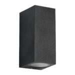 kelvo® BURANO KLV-101-0021 Φωτιστικό Τοίχου / Απλίκα για 2 Λάμπες MR16 με Ντουί GU10 AC 220-240V Αδιάβροχο IP65 – Μαύρο Ματ – Μ8 x Π8 x Υ15cm
