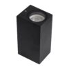 kelvo® BURANO KLV-101-0021 Φωτιστικό Τοίχου / Απλίκα για 2 Λάμπες MR16 με Ντουί GU10 AC 220-240V Αδιάβροχο IP65 – Μαύρο Ματ – Μ8 x Π8 x Υ15cm