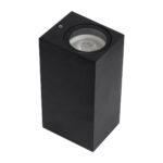 kelvo® BURANO KLV-101-0021 Φωτιστικό Τοίχου / Απλίκα για 2 Λάμπες MR16 με Ντουί GU10 AC 220-240V Αδιάβροχο IP65 – Μαύρο Ματ – Μ8 x Π8 x Υ15cm
