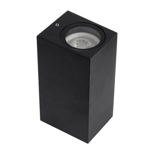 kelvo® BURANO KLV-101-0021 Φωτιστικό Τοίχου / Απλίκα για 2 Λάμπες MR16 με Ντουί GU10 AC 220-240V Αδιάβροχο IP65 – Μαύρο Ματ – Μ8 x Π8 x Υ15cm