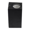 kelvo® BURANO KLV-101-0021 Φωτιστικό Τοίχου / Απλίκα για 2 Λάμπες MR16 με Ντουί GU10 AC 220-240V Αδιάβροχο IP65 – Μαύρο Ματ – Μ8 x Π8 x Υ15cm