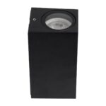 kelvo® BURANO KLV-101-0021 Φωτιστικό Τοίχου / Απλίκα για 2 Λάμπες MR16 με Ντουί GU10 AC 220-240V Αδιάβροχο IP65 – Μαύρο Ματ – Μ8 x Π8 x Υ15cm