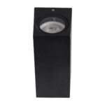 kelvo® BURANO KLV-101-0021 Φωτιστικό Τοίχου / Απλίκα για 2 Λάμπες MR16 με Ντουί GU10 AC 220-240V Αδιάβροχο IP65 – Μαύρο Ματ – Μ8 x Π8 x Υ15cm