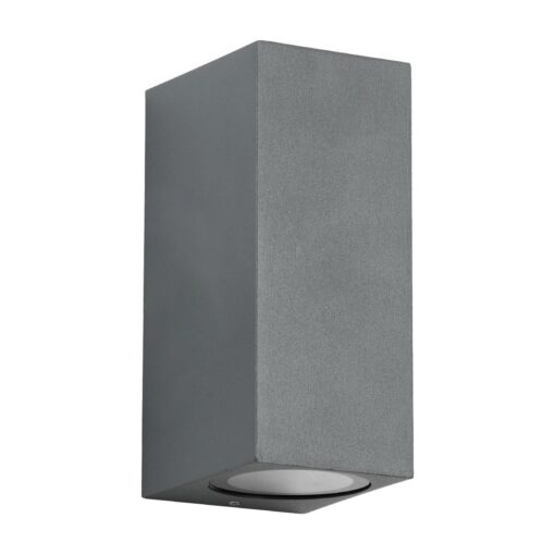 kelvo® BURANO KLV-101-0022 Φωτιστικό Τοίχου / Απλίκα για 2 Λάμπες MR16 με Ντουί GU10 AC 220-240V Αδιάβροχο IP65 – Γκρι Ανθρακί Ματ – Μ8 x Π8 x Υ15cm