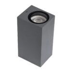 kelvo® BURANO KLV-101-0022 Φωτιστικό Τοίχου / Απλίκα για 2 Λάμπες MR16 με Ντουί GU10 AC 220-240V Αδιάβροχο IP65 – Γκρι Ανθρακί Ματ – Μ8 x Π8 x Υ15cm