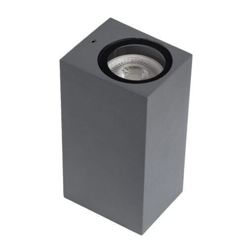 kelvo® BURANO KLV-101-0022 Φωτιστικό Τοίχου / Απλίκα για 2 Λάμπες MR16 με Ντουί GU10 AC 220-240V Αδιάβροχο IP65 – Γκρι Ανθρακί Ματ – Μ8 x Π8 x Υ15cm