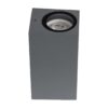 kelvo® BURANO KLV-101-0022 Φωτιστικό Τοίχου / Απλίκα για 2 Λάμπες MR16 με Ντουί GU10 AC 220-240V Αδιάβροχο IP65 – Γκρι Ανθρακί Ματ – Μ8 x Π8 x Υ15cm